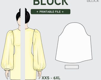 PDF | Bishop Sleeve Sewing Pattern Block | Easy Puffy Long Sleeve | Woven Fabric | XXS-6XL