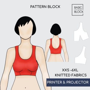 Bloc de patrons de couture de débardeur court • Téléchargement PDF (XXS-6XL)