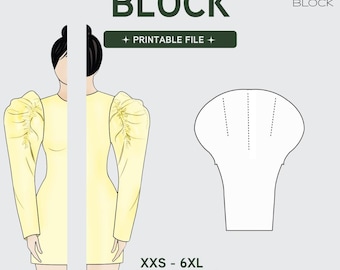 PDF | Puffy Sleeve Sewing Pattern Block | With Shirring | Woven Fabric | XXS-6XL