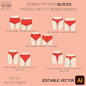 Lot de patrons de bas de bikini | Grande taille, modifiable (patron PDF)