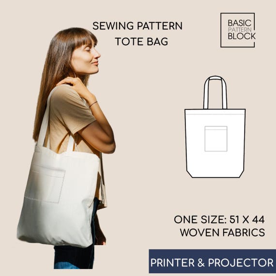 Tote Bag Sewing Pattern: Beginner Friendly PDF (51x44 Cm)