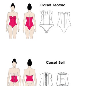 5 Pdf Patrones de costura de corpiño de corsé Bloques / Bustier / Body/Leotardo / Vestido con copas / Corsé nupcial / Conjunto de cinturón de corsé / Tallas XS-3XL imagen 6