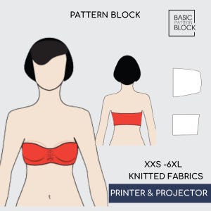 Bloc à motifs pour haut sans bretelles • Haut tube extensible (téléchargement PDF) • Tailles XXS-6XL