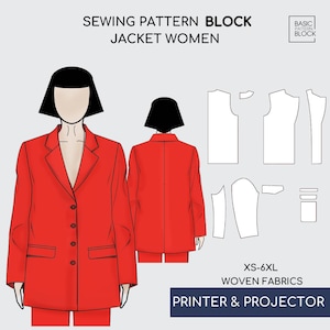 Oversized damesblazer • Naaipatroon sloper/blok (pdf-download) • Maten XS-6XL