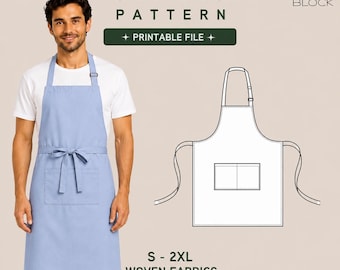 Cooking Apron Sewing Pattern • Chef, Kitchen, Baking (PDF Download) • Sizes S-2XL