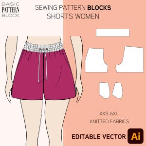PDF Workout Sweat Shorts | Printable pdf Sewing Pattern Block | Instant Download | Sizes XXS-3XL