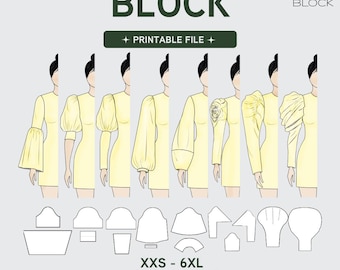 PDF | Puffy Sleeve Sewing Pattern Block Bundle | 8 Styles | Balloon Victorian Bishop Lantern | XXS-6XL
