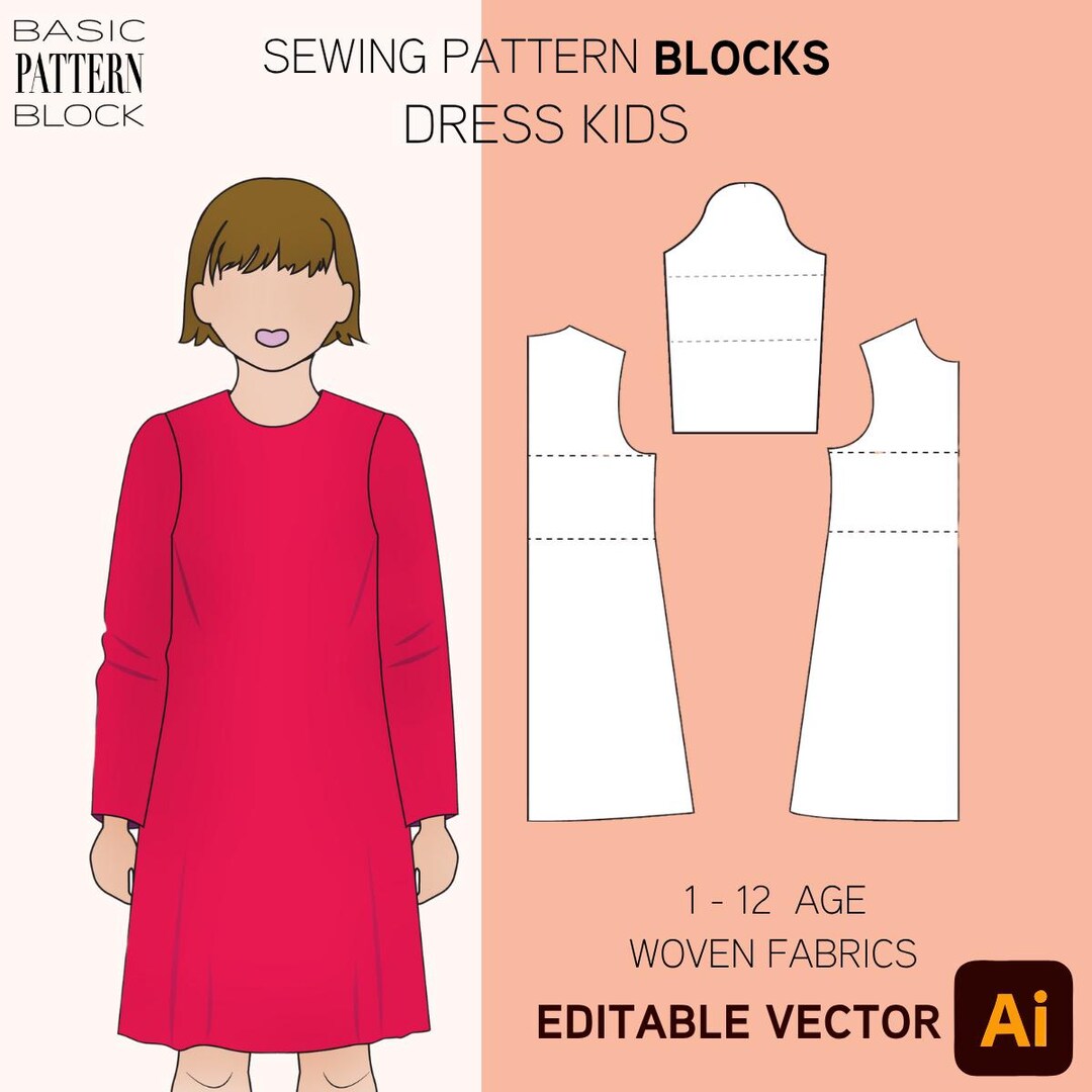 Girls' Basic A-line Dress Sewing Pattern Block (PDF) - Etsy