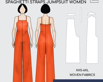 Cami Jumpsuit Sewing Pattern Block • Bodysuit/Playsuit | Wide Leg Pants (PDF Download)  • Sizes XXS-6XL