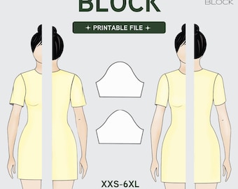PDF | Basic Short Sleeve Sewing Pattern Block | Fitted & Straight | 2 Styles | XXS-6XL