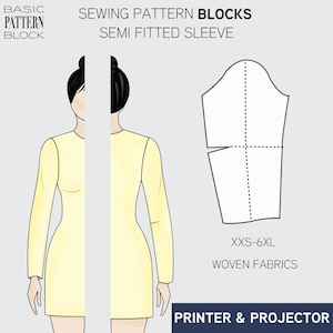 Semi-Fitted Sleeve Sewing Pattern Block: Sizes XS-6XL (PDF Download)