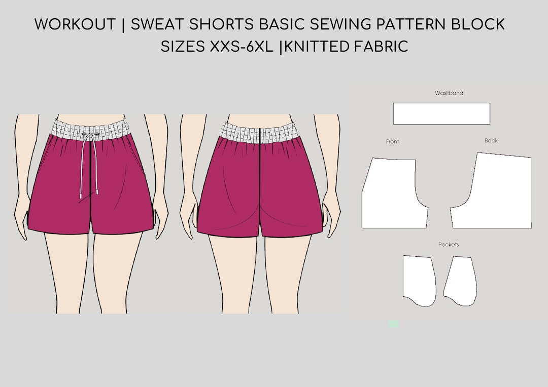 Sweats Pattern PDF Workout Sweat Shorts Printable Pdf Sewing Pattern Block - Etsy