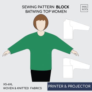 Batwing Top Pattern Block, Top Sewing Pattern, Blouse PDF, Cute Top Pattern Sloper, Top PDF Sewing Pattern Block for women, Draped Pdf  Top