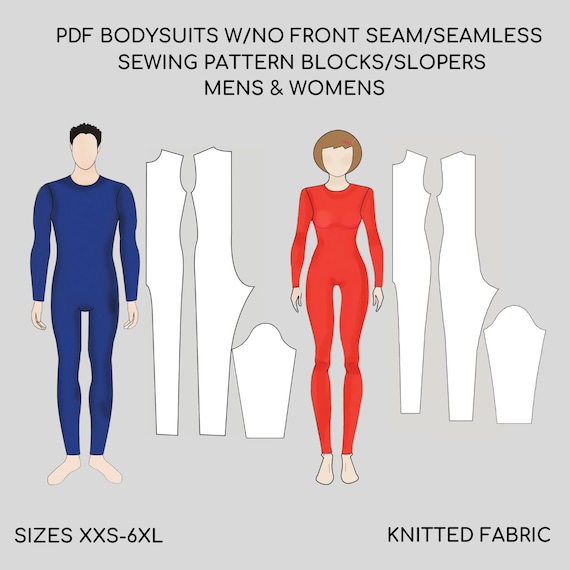 Mens & Womens Bodysuit Seamless No Front Seam Pdf Sewing Pattern  Sloper/block Leotard, Full Bodysuit, Cosplay, Swimsuit, Jumpsuit Fitness 