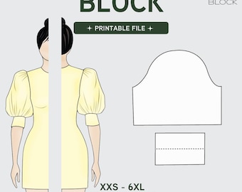PDF | Puffy Sleeve with Cuff Sewing Pattern Block | Ankle Length | Woven Fabric | XXS-6XL