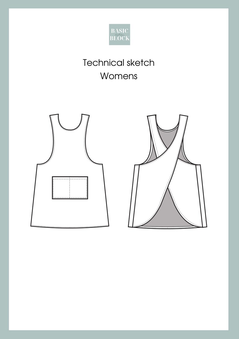 Women's Cross Back Apron Pdf Sewing Pattern Regular &amp; | Etsy