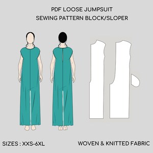 Pdf Loose Jumpsuit with Pockets, Romper Sewing Pattern | Summer Day Holiday Jumpsuit | Women's Sewing Pattern Block, Sizes XS-6XL