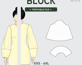 PDF | Lantern Sleeve Sewing Pattern Block | Statement Puff Sleeve | Woven Fabric | XXS-6XL