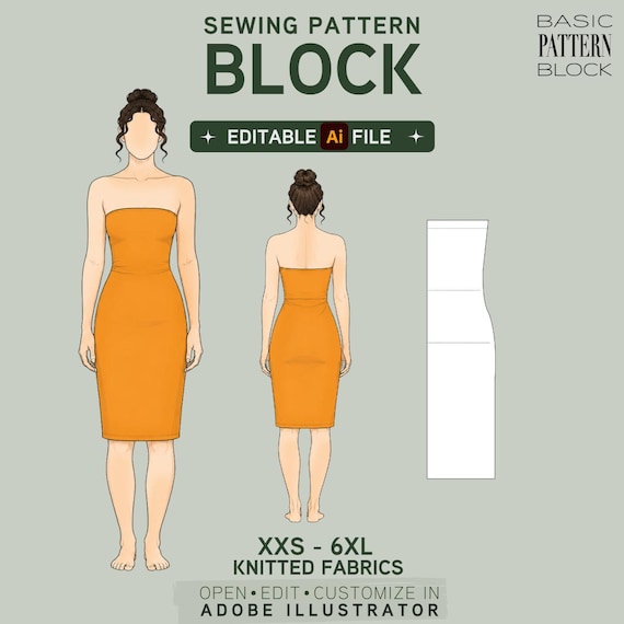 Strapless Tube Dress Sewing Pattern Block