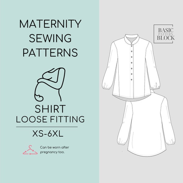 Maternity Pregnancy PDF Shirt Sewing Pattern | Shirt | Longsleeve | Maternitywear | Shirt Relaxed Fit | Pdf Maternity Fashion | Sizes XS-6XL