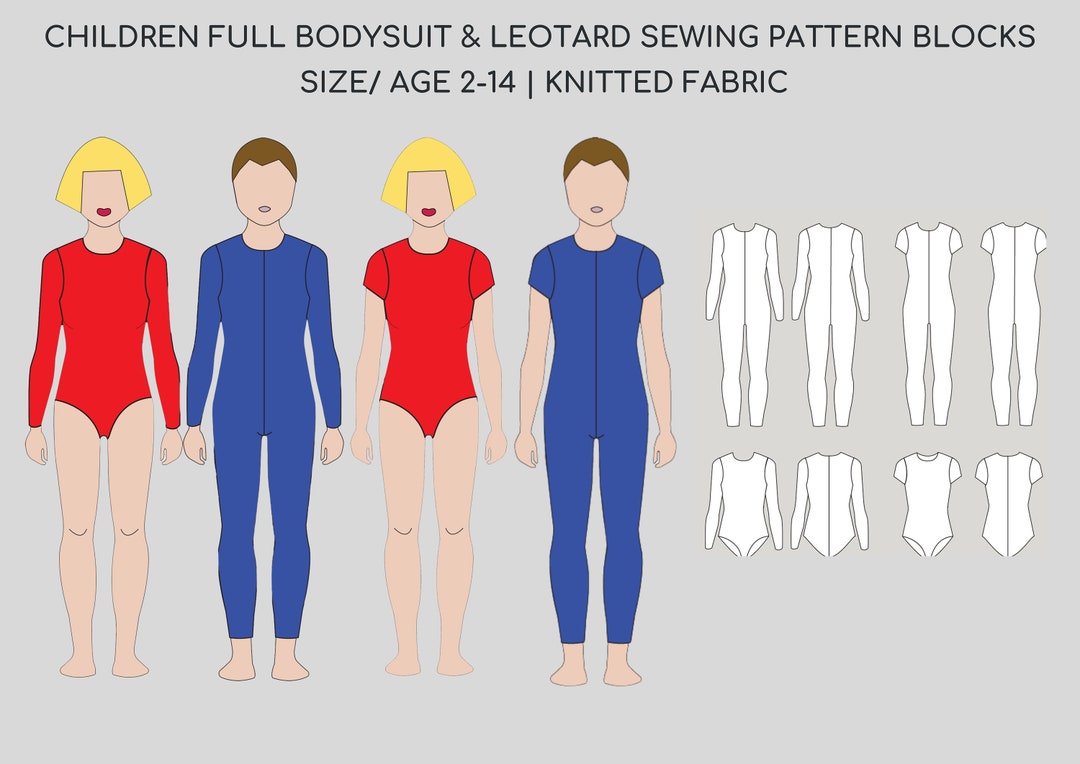 Pdf Children Bodysuit & Leotard Sewing Pattern Blocks Gymnastic Leotard