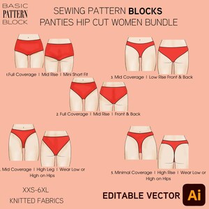 Bikini Bottom Sewing Pattern Bundle | Plus Size, Editable (PDF Pattern)