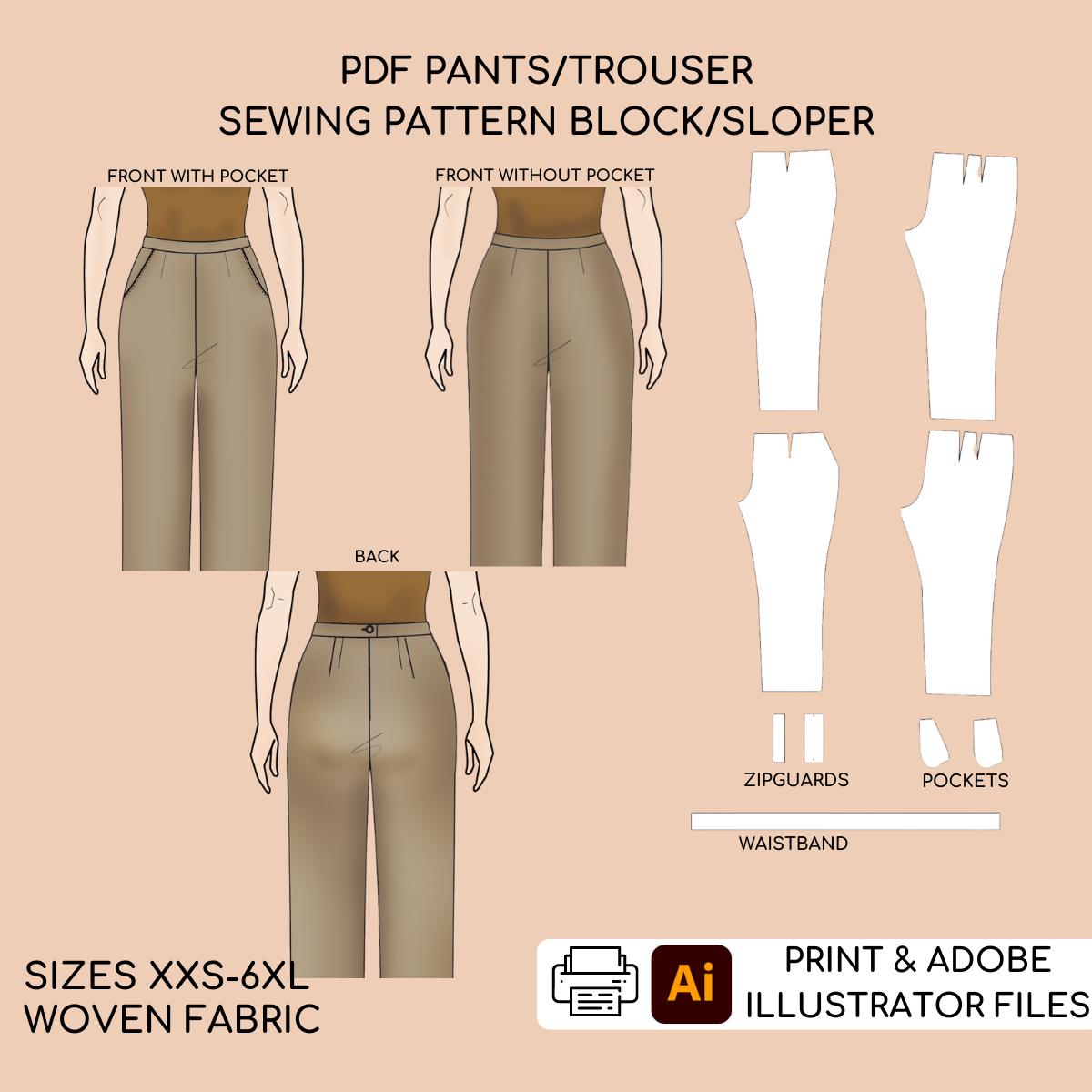 【PDF】straight pants Darcy Straight Leg Pants Sewing Pattern: High Waisted (PDF