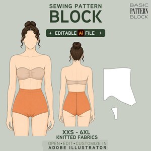 EDITABLE PDF | Shapewear Sewing Pattern Block | High Waist Bodysuit Swimsuit Yoga Shorts | XXS-6XL