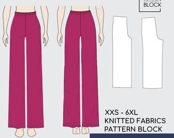 Wide Leg Pants/Trousers Pdf Sewing Patterns Block for Women sizes XXS-6XL Instant Download
