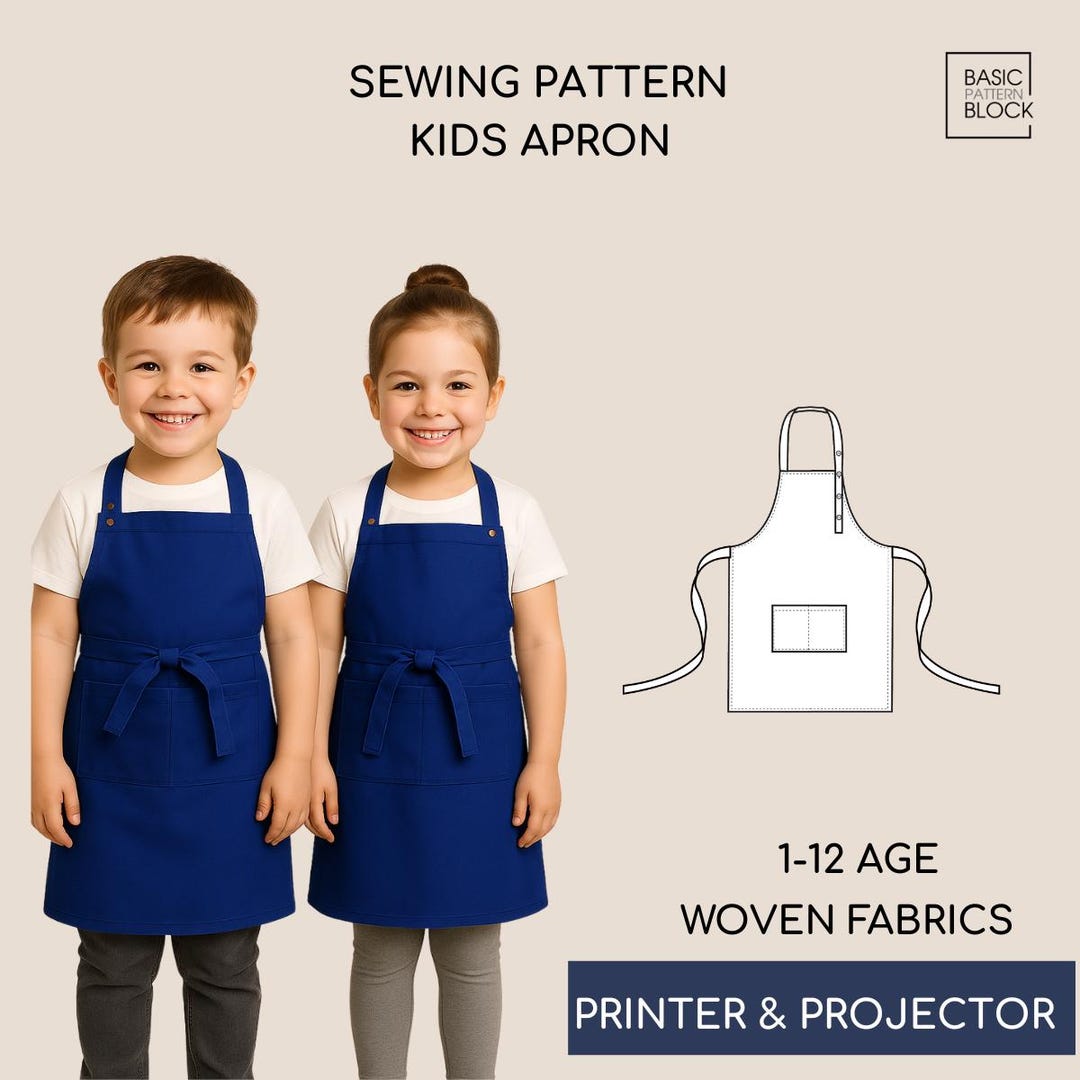 Patron de couture de tablier pour enfant (téléchargement PDF) • Âge 1-12  France