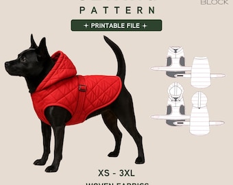 Dog Quilted Coat, Raincoat  Sewing Pattern (PDF Download) • Sizes XS-3XL
