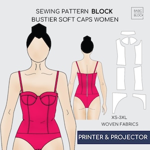 Cupped Bustier Leotard PDF Sewing Pattern Block  (Pdf Download) • Bridal Corset Sloper • Sizes XS-3XL