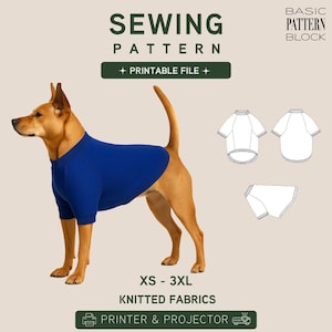 Dog Raglan Sweater Pdf Sewing Pattern | Sizes XS-3XL | Knitted fabric