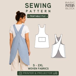 Women's Cross back Apron Pdf Sewing Pattern (PDF Download)  • Regular & Big sizes