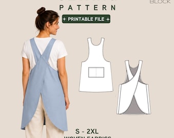Women's Cross back Apron Pdf Sewing Pattern (PDF Download)  • Regular & Big sizes
