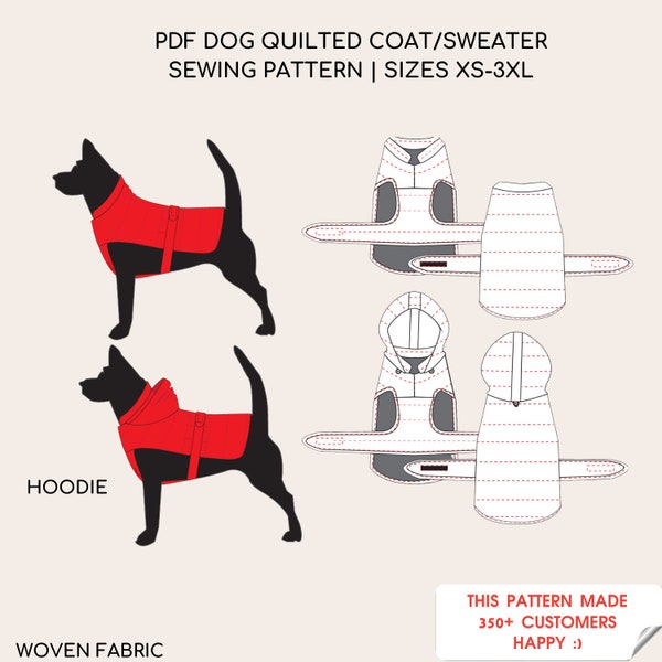 Dog Quilted Coat | Raincoat | Pdf Sewing Pattern | Sizes XS-3XL | Woven
