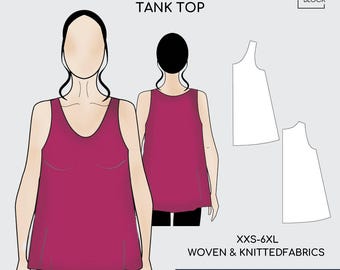 Patrón de costura en PDF para camiseta sin mangas (Descarga en PDF) • Tallas XXS-6XL