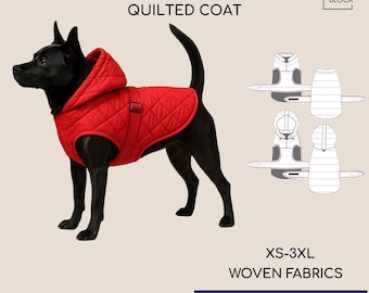 Modello di cucito per cappotto trapuntato e impermeabile per cani (download PDF) • Taglie dalla XS alla 3XL