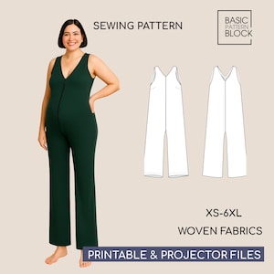 Patron de couture combinaison de maternité • Caraco large sans manches (téléchargement PDF) • Tailles XS-6XL