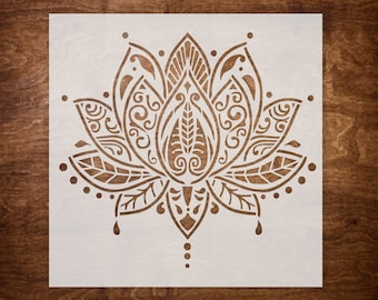 MANDALA LOTUS STENCIL for Painting on Wall, Tile, Canvas, Paper, Fabric, Floor, and Wood -Reusable 12"x12" stencil
