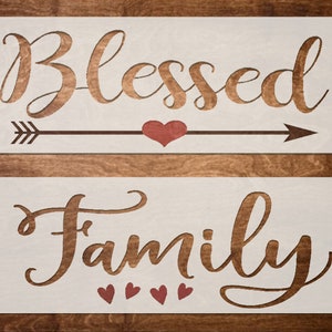 Reusable Farmhouse Stencil Set, Blessed stencil, Family Stencil, Wood sign stencils, DIY Home sign, image 1