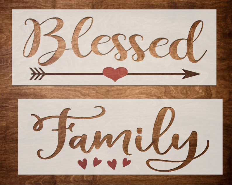 Reusable Farmhouse Stencil Set, Blessed stencil, Family Stencil, Wood sign stencils, DIY Home sign, image 1