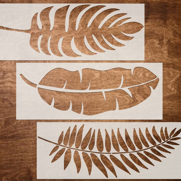 LEAF STENCIL SET Stencil Reusable Large Stencil, Stencils for Wood Signs, Canvas & More (StencilS only - each 6"X14.75")