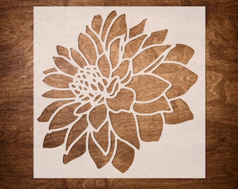 DAHLIA FLOWER stencil (6"x6"),  Flower stencils, Reusable Stencil Set, DIY Home Decor, Craft Stencil, Art Stencil, Painting Stencil