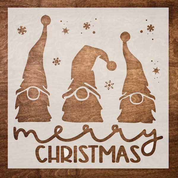 Reusable Christmas Holiday Stencil - Gnomes Stencil - Christmas Decor, Art Stencil, Painting Stencil, DIY Stencil, Christmas Wood Sign