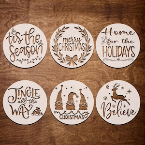 Lot de 6 petits pochoirs de Noël, 6 pouces de diamètre pour la peinture sur bois, tissu, papier, fenêtres, décorations de Noël à faire soi-même, cartes, enseignes