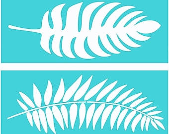 TROPICAL and FERN LEAF Silk Screen Stencils Reusable, Adhesive Stencils, Leaf Stencils for Wood Signs, Canvas  (Stencils only 6"X14.75")