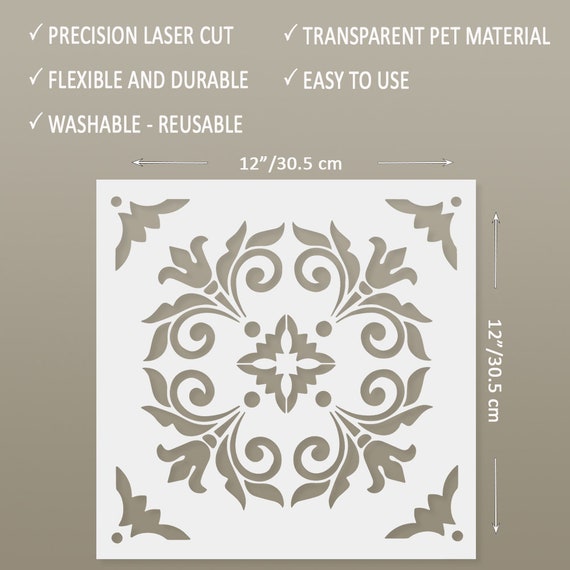 12 x 12 Inch Large Size Reusable PET Stencil Mandala Stencil Cut