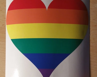 プライド レインボー ハート ビニール ステッカー デカール (窓、バンパー、ノートパソコン/デスクトップ、電話、鏡、コンソール/テレビ用)