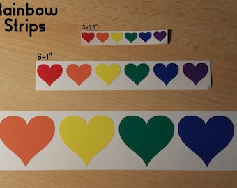Pride Rainbow Heart Strips Vinyl Sticker Decal for (Window, Bumper, Laptop/Desktop, Phone, Mirror, Console/TV)